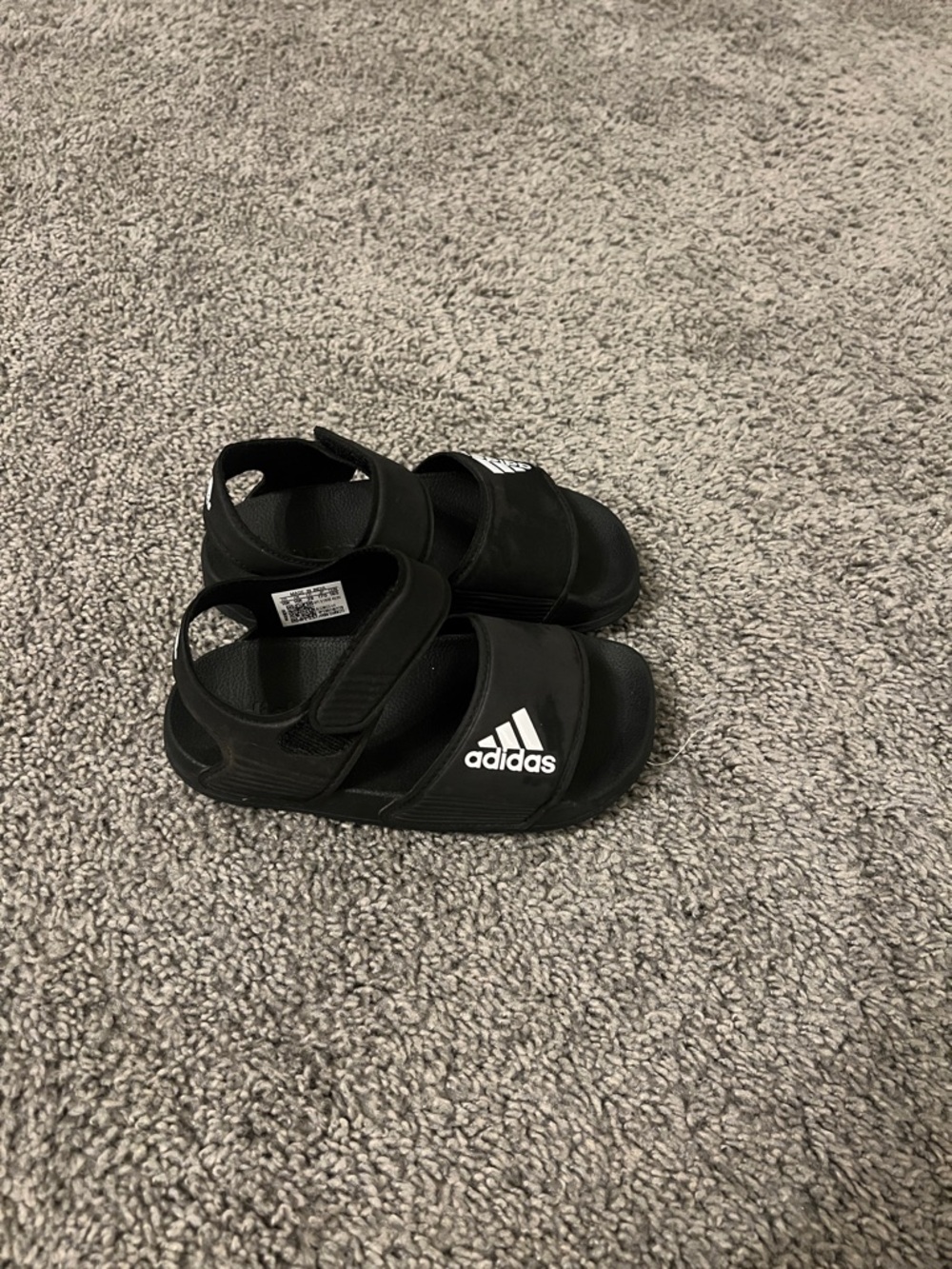 adidas Black Kids' Slide Sandals with Heel Strap